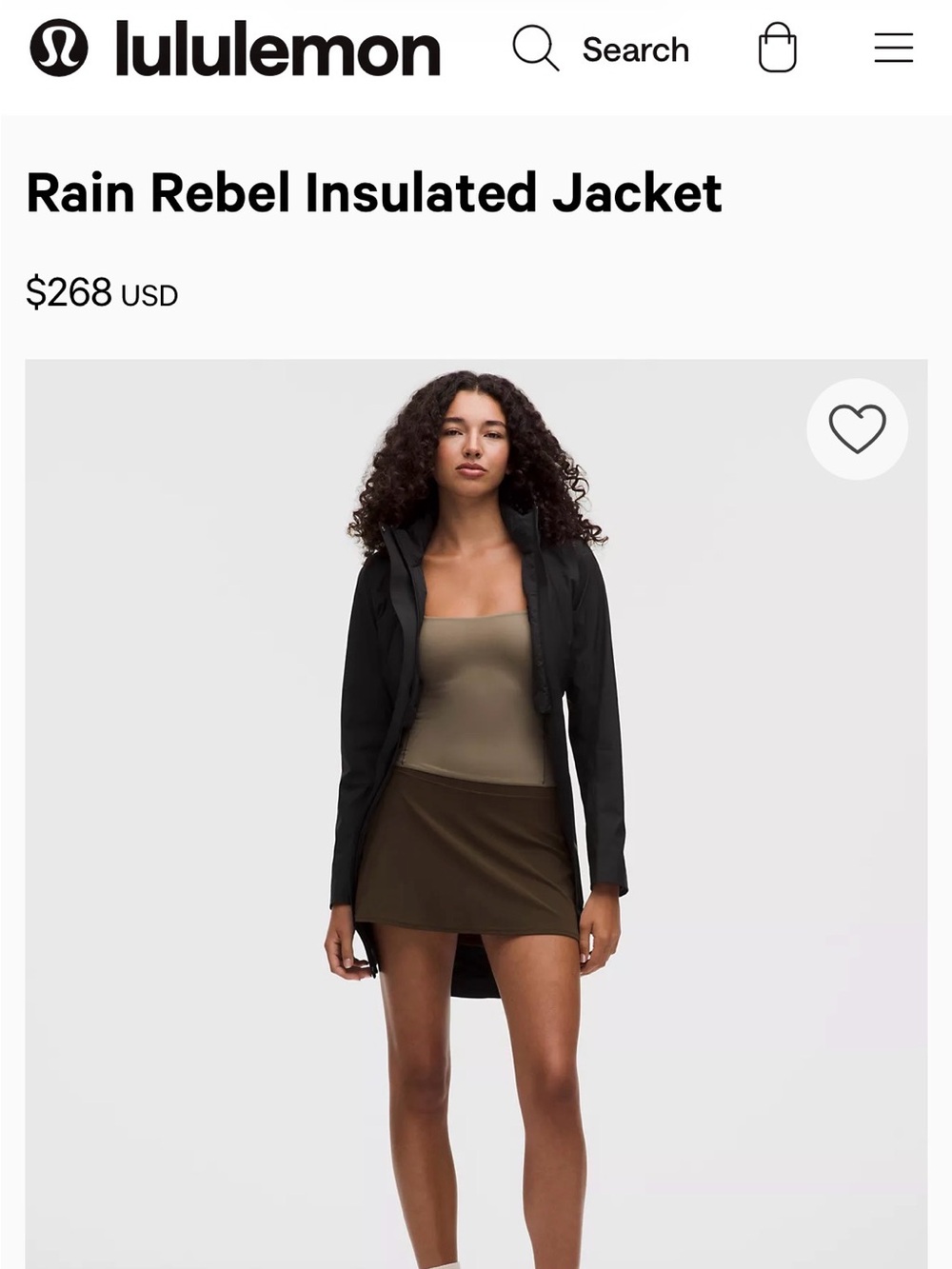 Like new Lululemon Rebel Rain Jacket insulated- size 6 black
